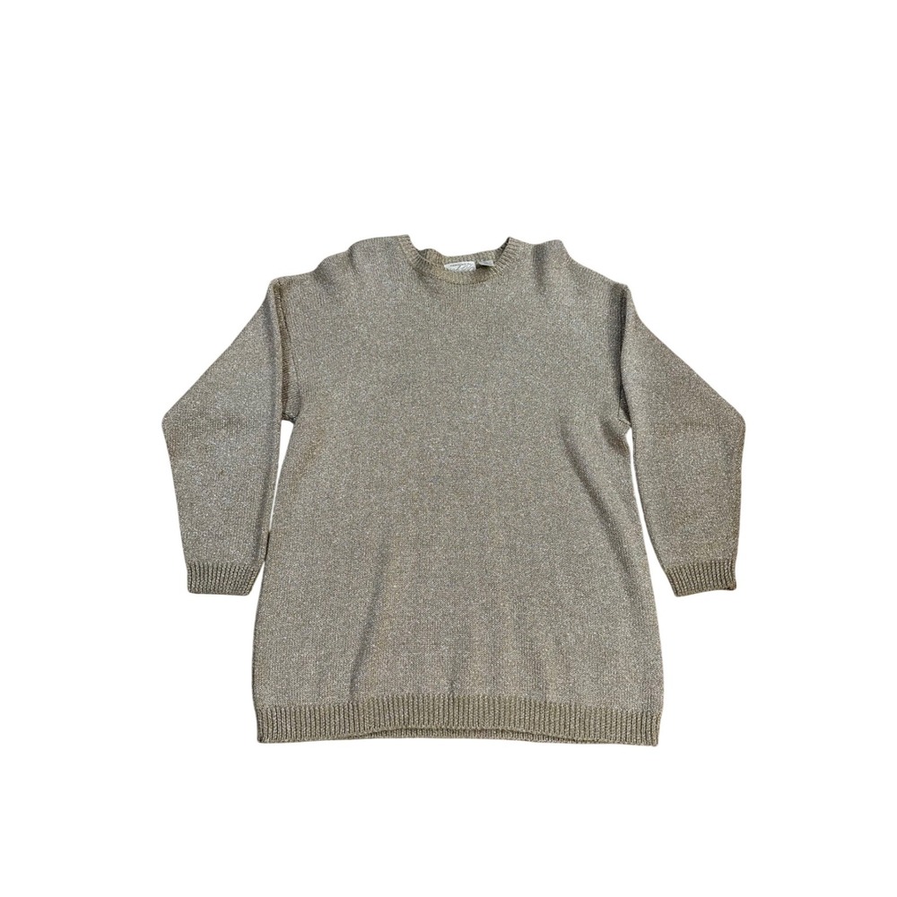 VTG Lord & Taylor Gold Metallic Knit Sweater Women's‎ M Old Money Party Luxury